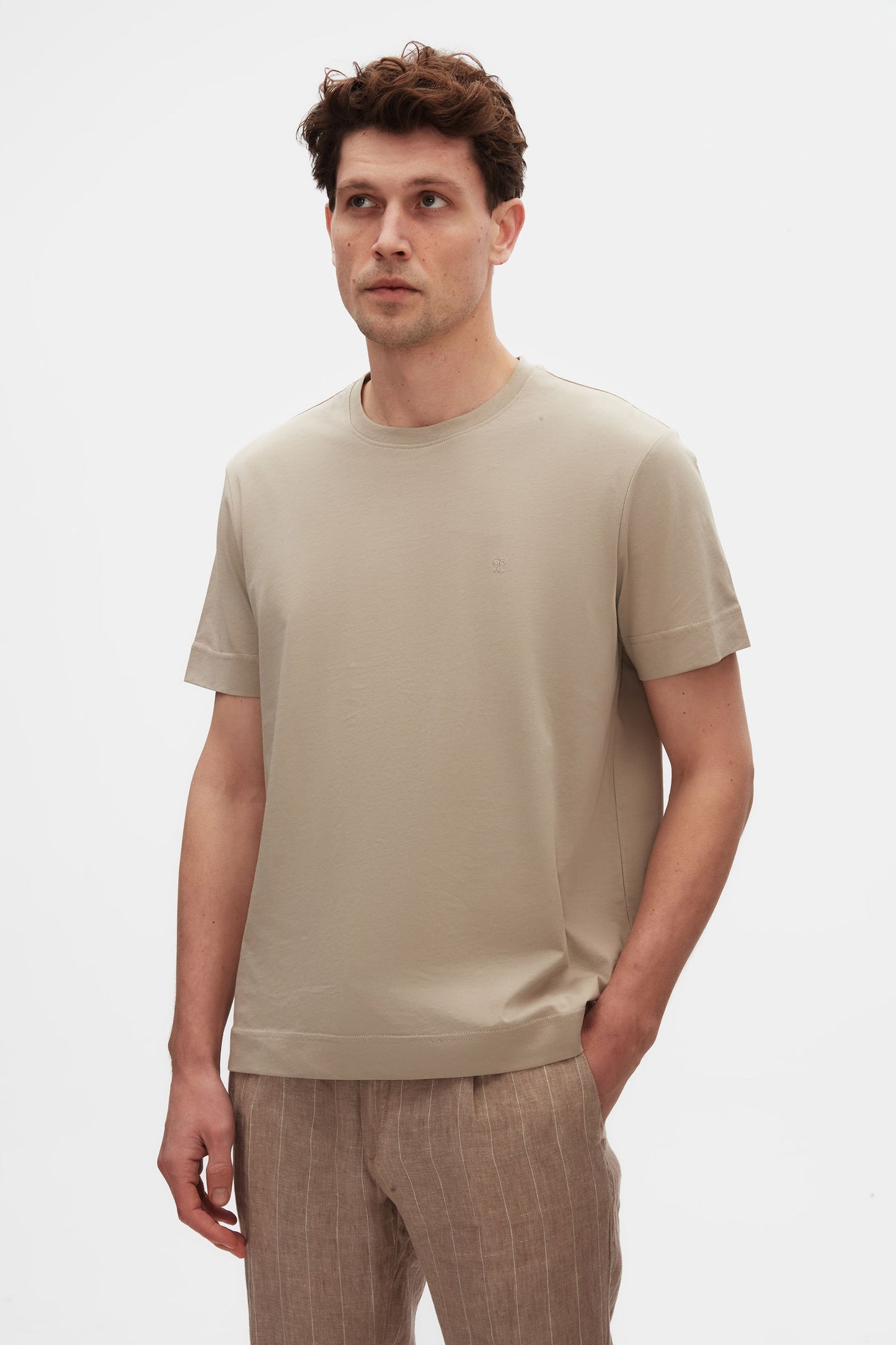 Damat Regular Fit Vizon %100 Pamuk Merserize T-shirt