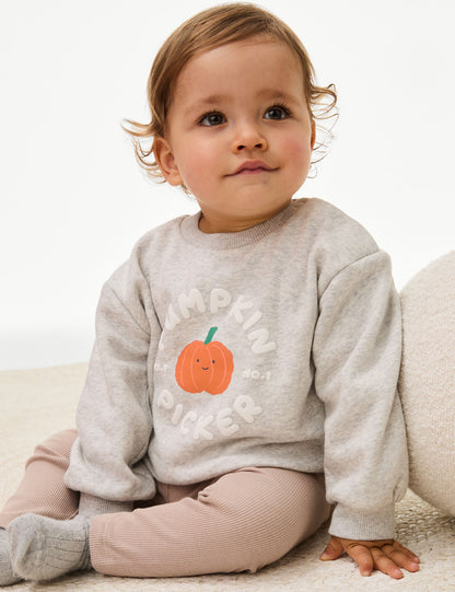 Balkabağı Desenli Halloween Sweatshirt (0-3 Yaş)