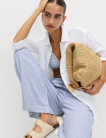 Wide Leg Keten Pantolon