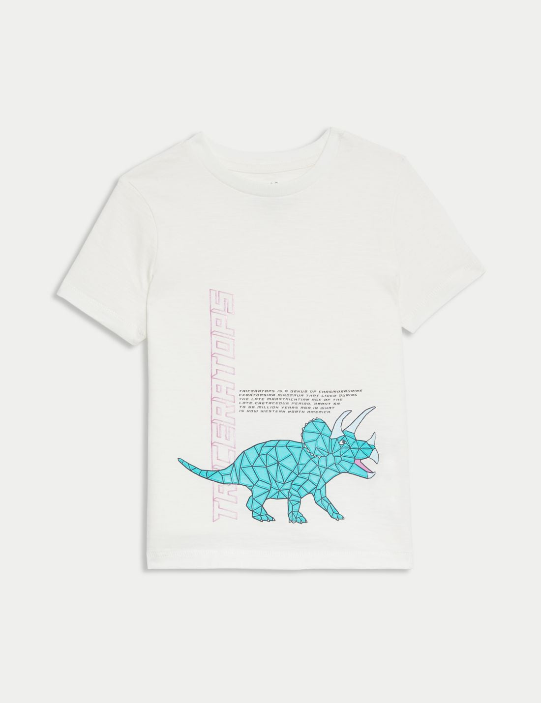 Saf Pamuklu Dinazor Desenli Kısa Kollu T-shirt (2-8 Yaş)