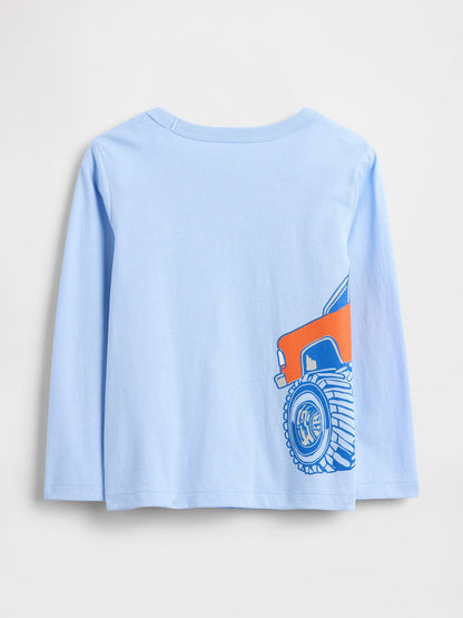 Açık Mavi Grafik Baskılı T-shirt