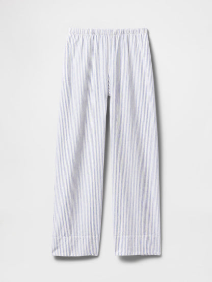 Açık Mavi Keten Karışımı Easy Wide Leg Pantolon