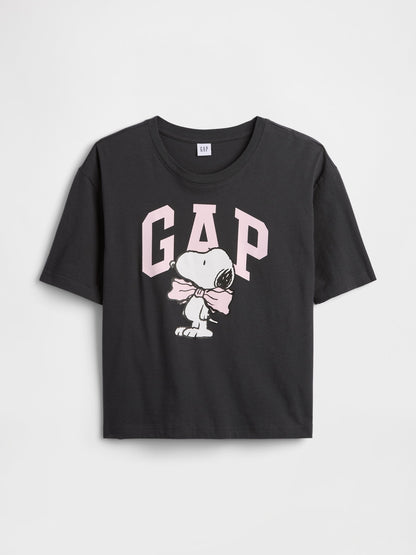 Koyu Gri Peanuts Oversized Gap Logo T-shirt