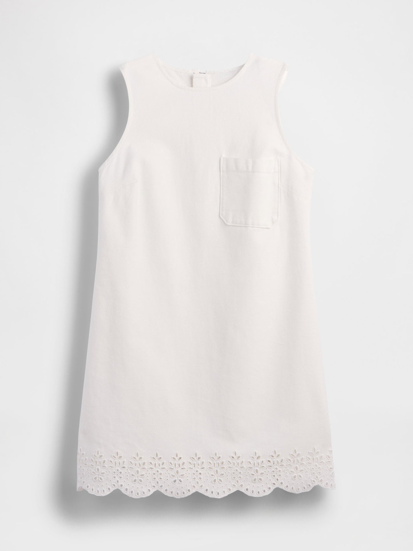 Beyaz Eyelet Hem Mini Shift Elbise