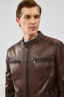 Gabriel Erkek Kahverengi Regular Deri Spor Ceket