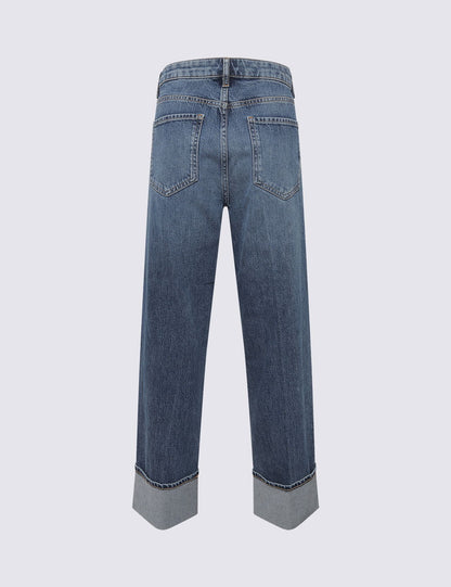 Orta Bel Geniş Paça Kot Pantolon