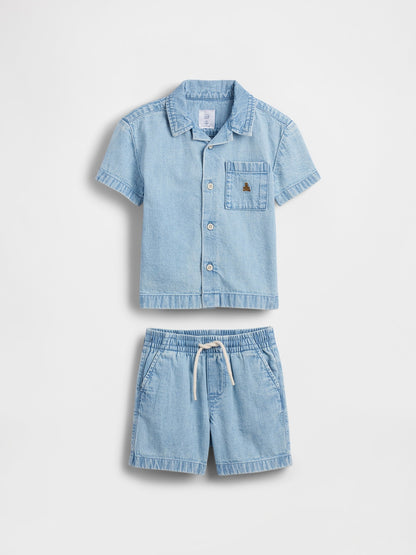 Açık Mavi Denim Outfit Set