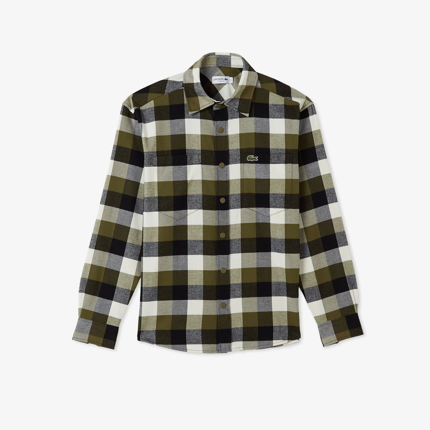 Lacoste Erkek Relaxed Fit Kareli Haki Gömlek