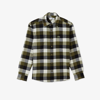Lacoste Erkek Relaxed Fit Kareli Haki Gömlek