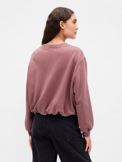Pembe Heavyweight Fransız Havlu Kumaş Balon Sweatshirt