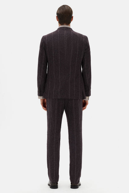 Damat Regular Fit Bordo Çizgili Ipek-yün-kaşmir Karışımlı Takim Elbise