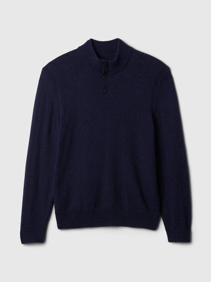 Lacivert Mockneck Henley Kazak
