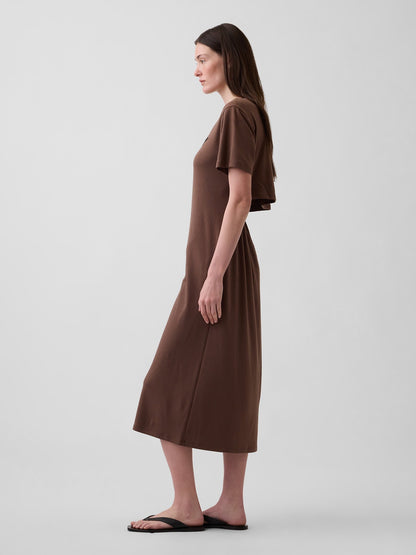 Siyah Relaxed Gap Logo Cutout T-shirt Midi Elbise
