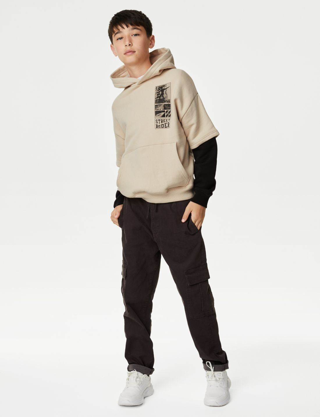 Slogan Desenli Kapüşonlu Sweatshirt (6-16 Yaş)
