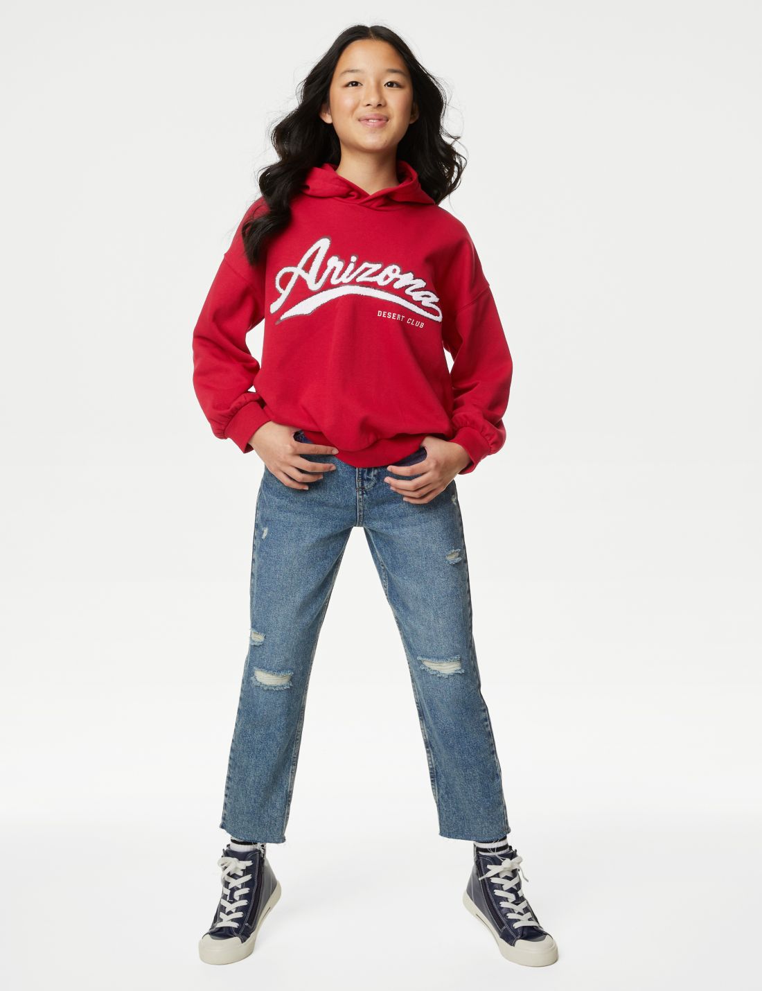 Slogan Desenli Kapüşonlu Sweatshirt