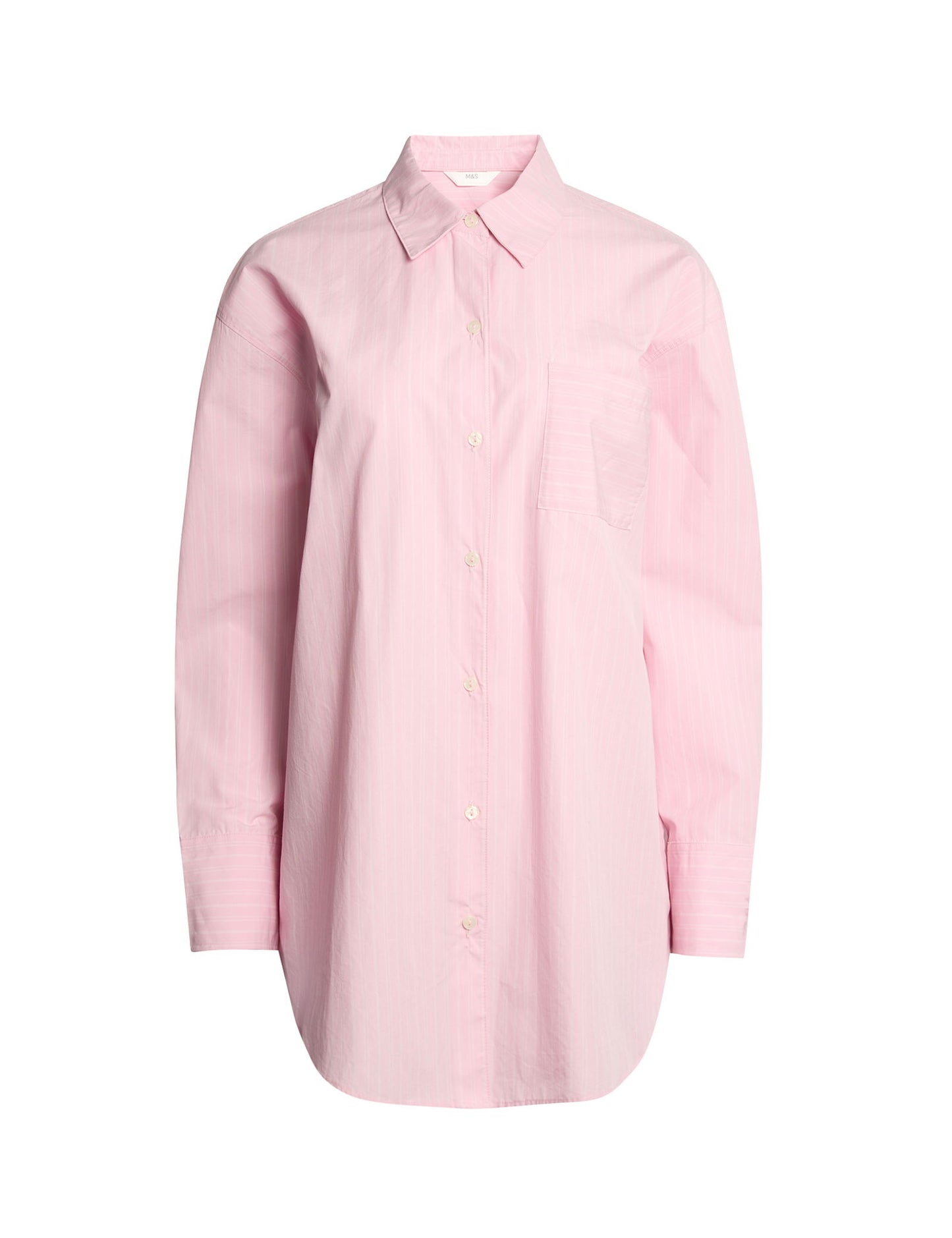 Saf Pamuklu Çizgili Poplin Pijama Üstü