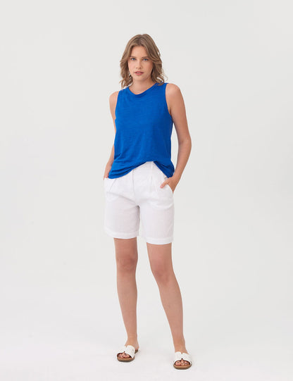Regular Fit Saf Keten Bluz