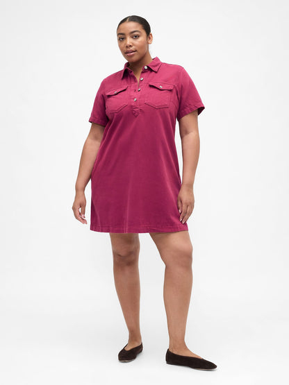Pembe Denim Mini Elbise