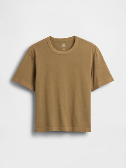 Açık Kahverengi Heavyweight Crop T-shirt