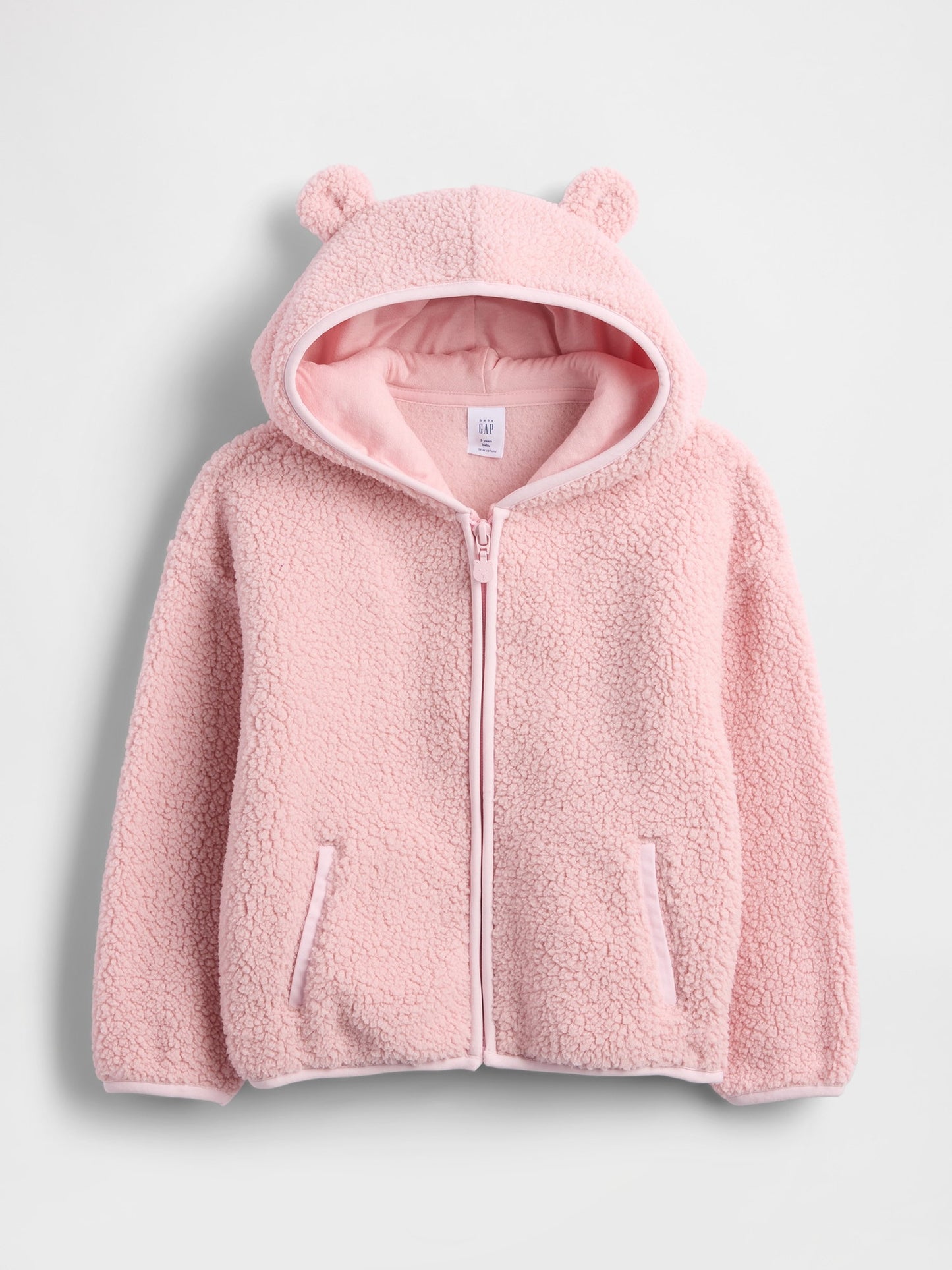 Pembe Sherpa Bear Fermuarlı Sweatshirt