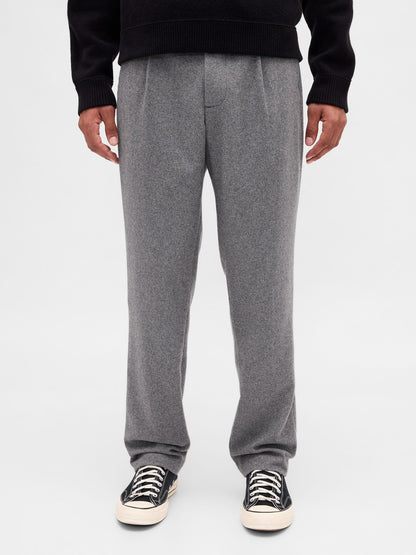Gri Yün Karışımlı Relaxed Straight Pantolon