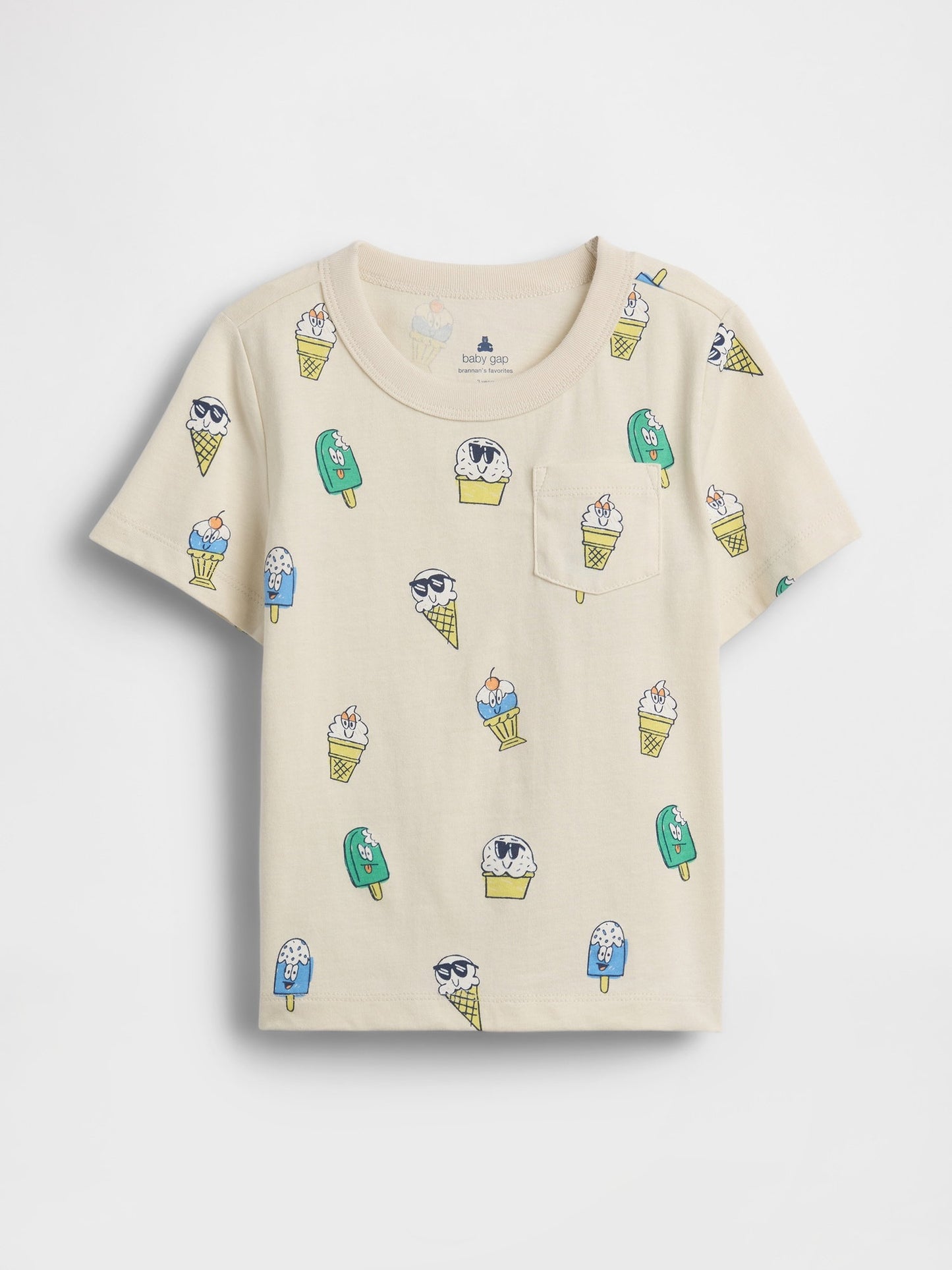 Bej Mix & Match Baskılı Cep T-shirt