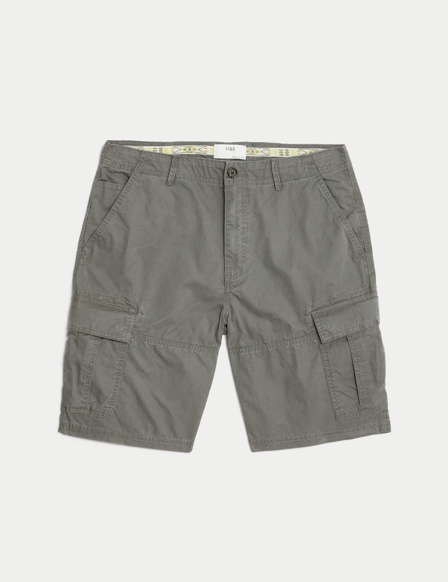 Saf Pamuklu Regular Fit Kargo Şort
