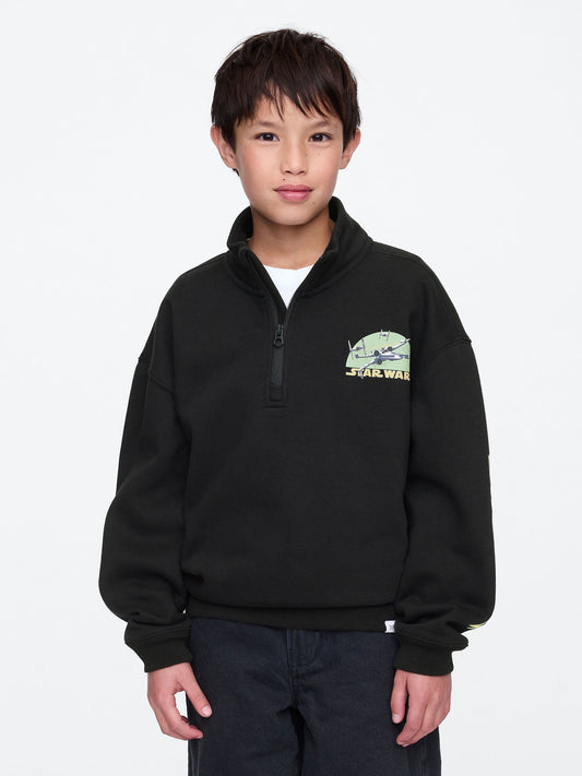 Siyah Star Wars™ Relaxed Çeyrek Fermuarlı Fleece Sweatshirt