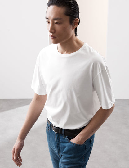 Saf Supima Pamuklu Oversize T-shirt