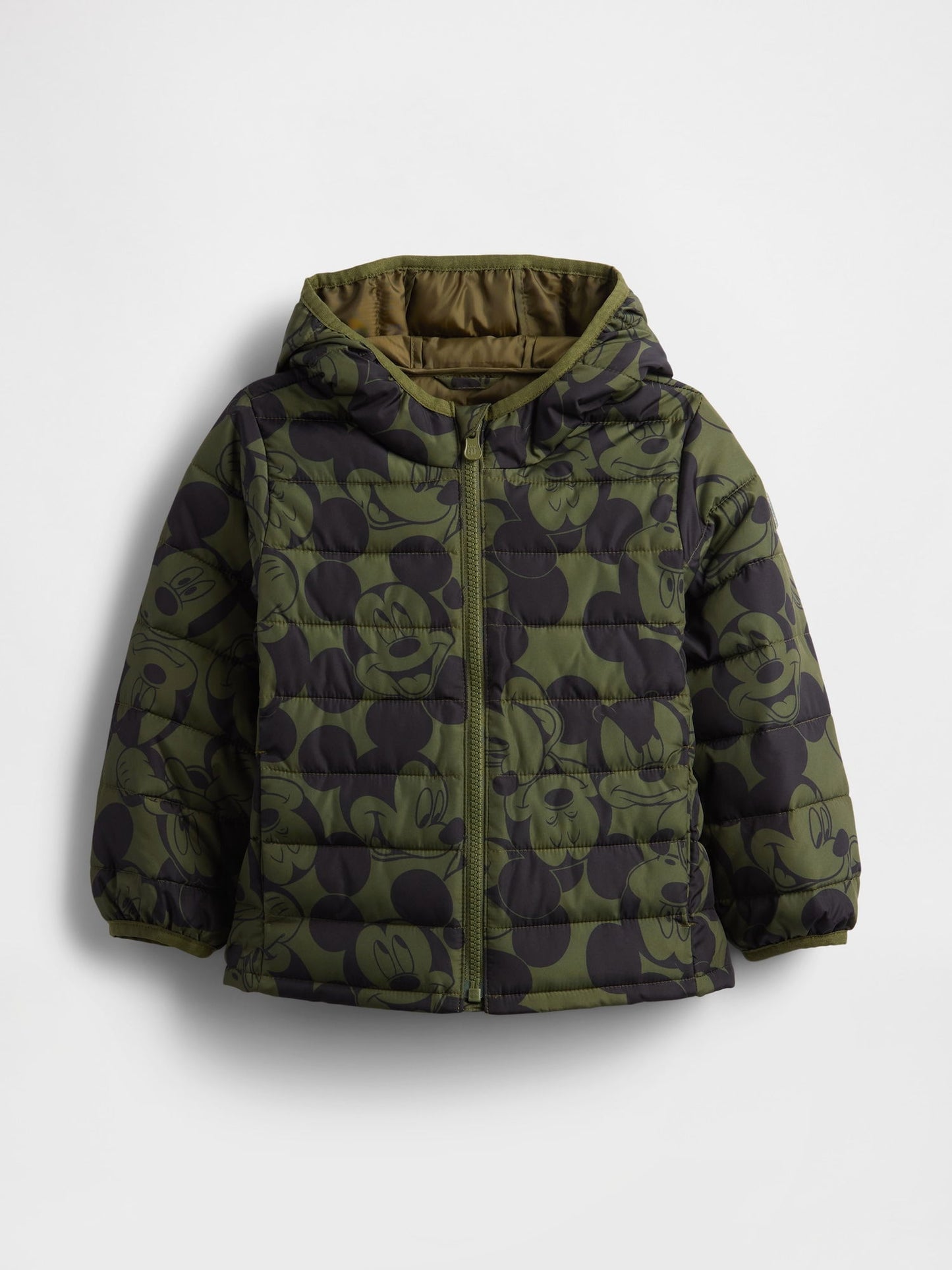 Yeşil Gap × Disney Mickey Mouse Coldcontrol Şişme Puffer Mont