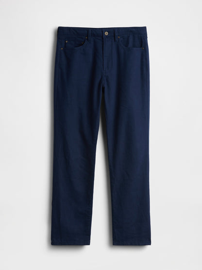 Açık Gri Keten Karışımlı Relaxed Straight Pantolon