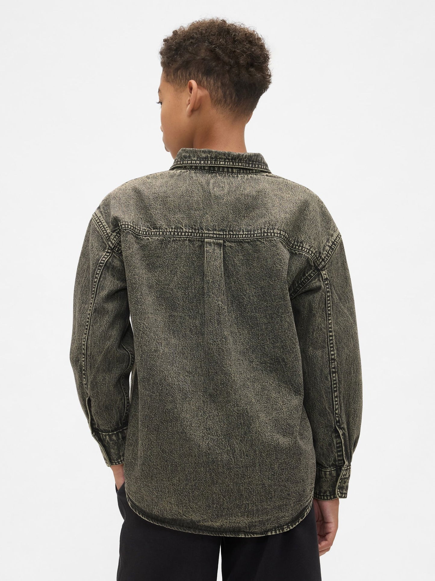 Koyu Gri Denim Gömlek