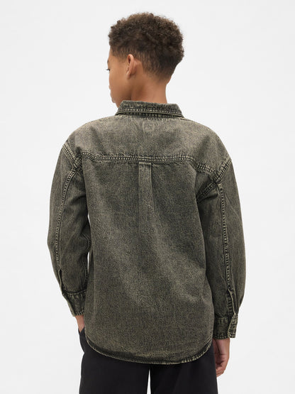Koyu Gri Denim Gömlek