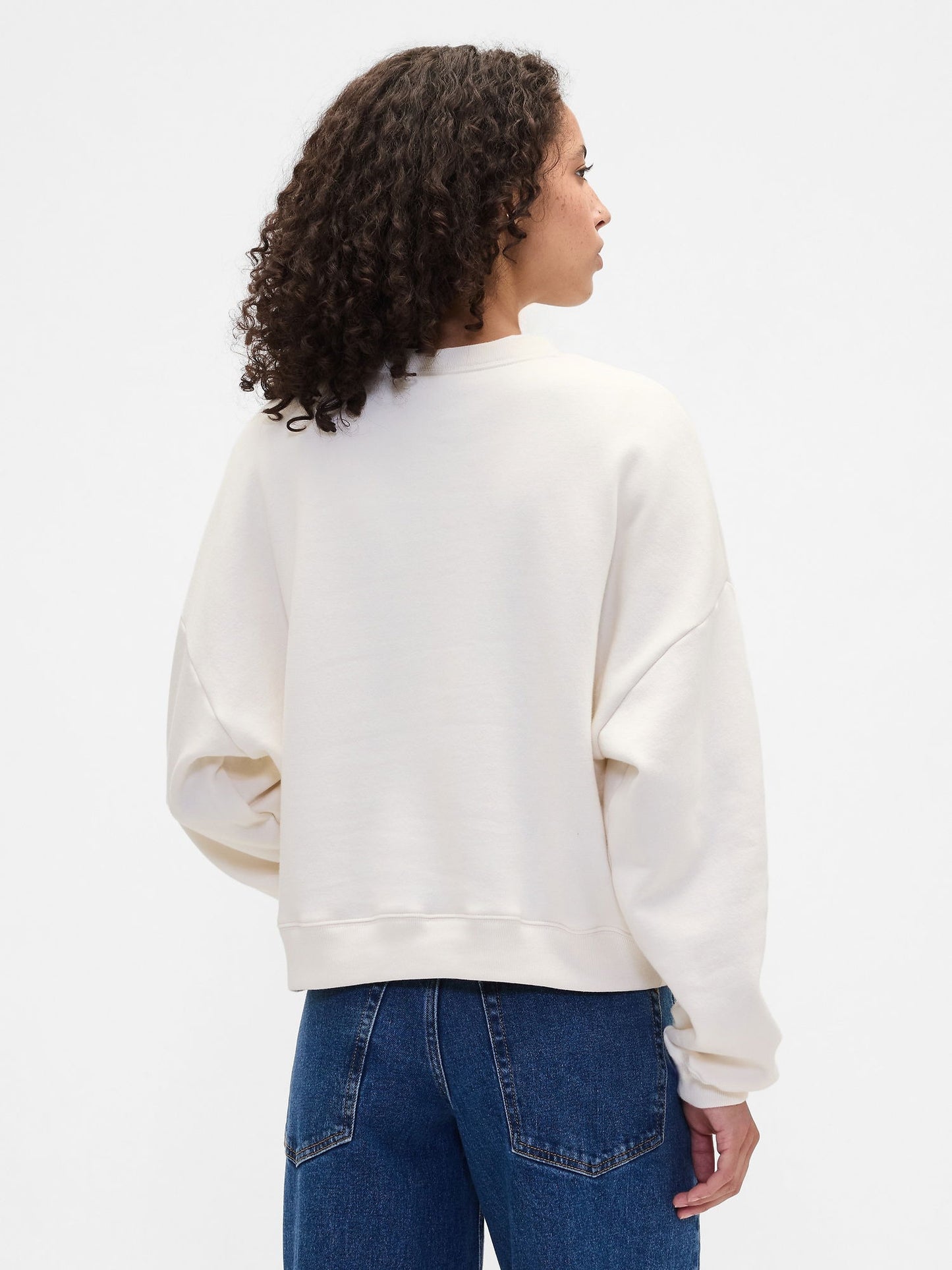 Kırık Beyaz Oversized Grafik Baskılı Sweatshirt