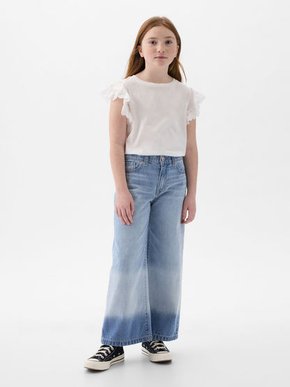 Açık Mavi High Rise Stride Wide-leg Ankle Jean Pantolon