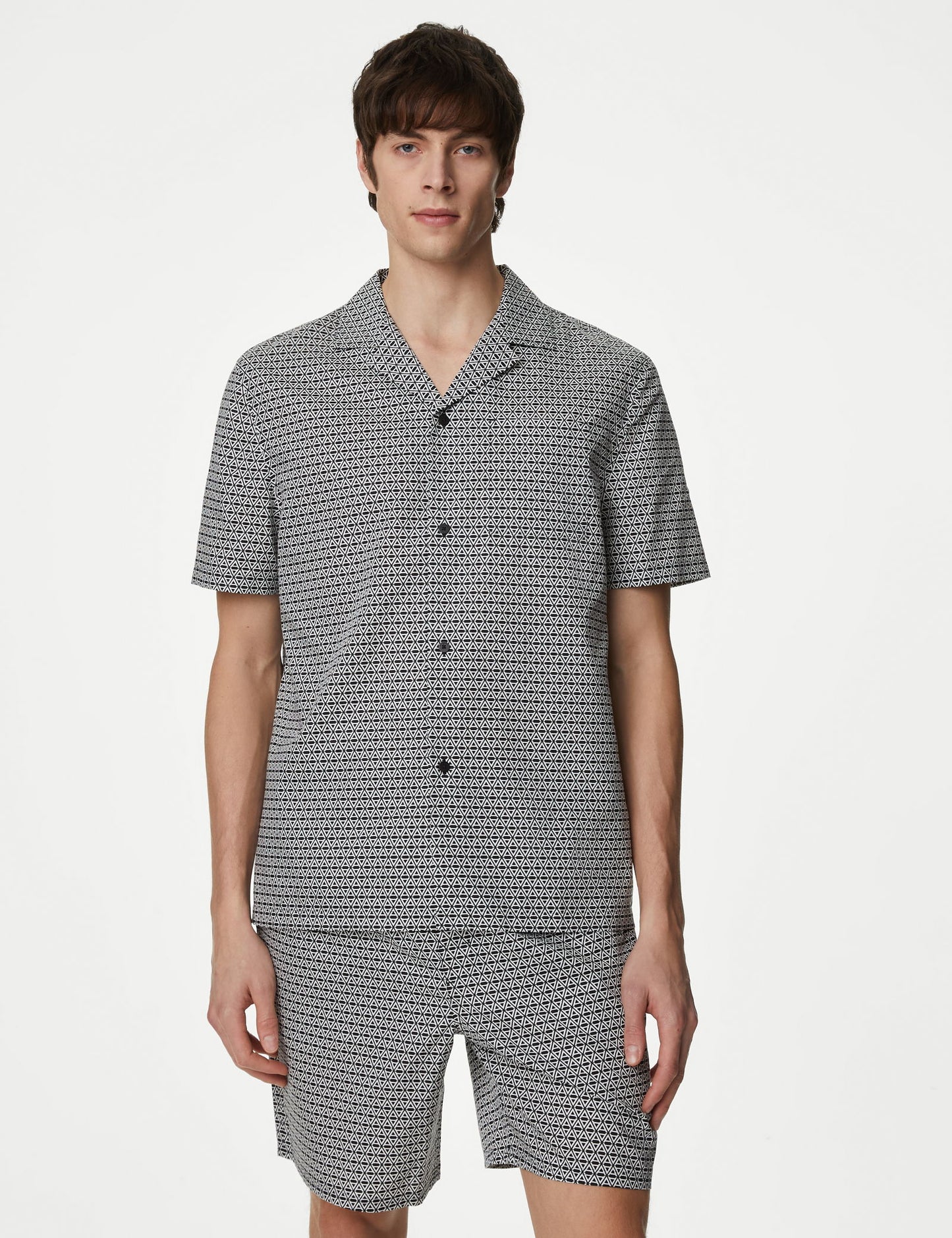 Kısa Kollu Desenli Supima® Pijama Üstü