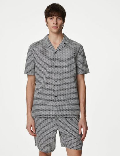 Kısa Kollu Desenli Supima® Pijama Üstü