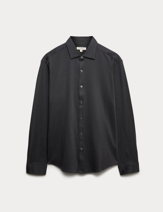Regular Fit Easy Iron Saf Pamuklu Jarse Gömlek
