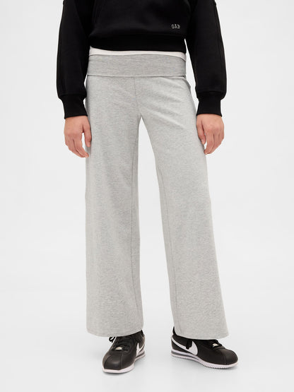Açık Gri Wide-leg Foldover Leggings Tayt