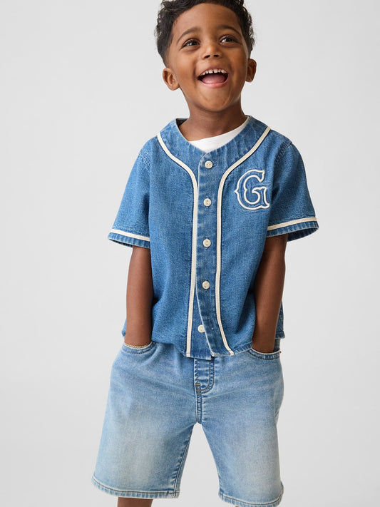 Mavi Denim Varsity Logo Beyzbol Gömlek