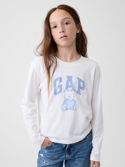 Beyaz Logo Grafik Baskılı T-shirt