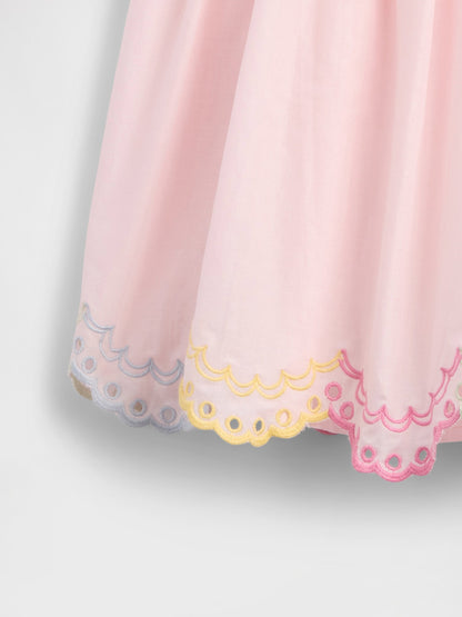 Açık Pembe Flutter Sleeve Elbise