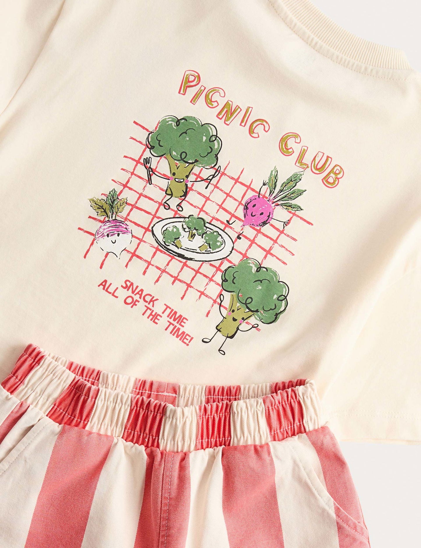 2'li Saf Pamuk T-shirt Ve Çizgili Pantolon Takımı (2-8 Yaş)
