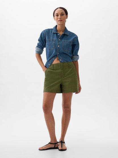 Haki Mid Rise Downtown Khaki Şort