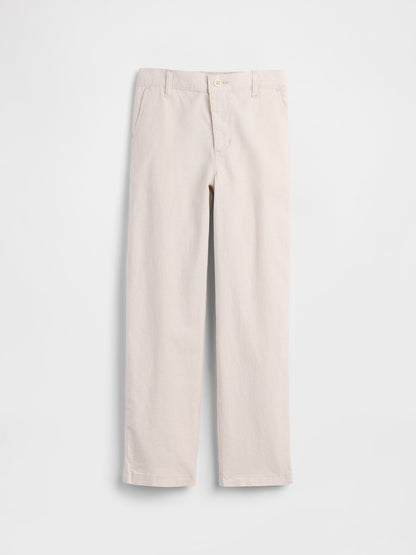 Ekru Relaxed Keten Karışımlı Pantolon