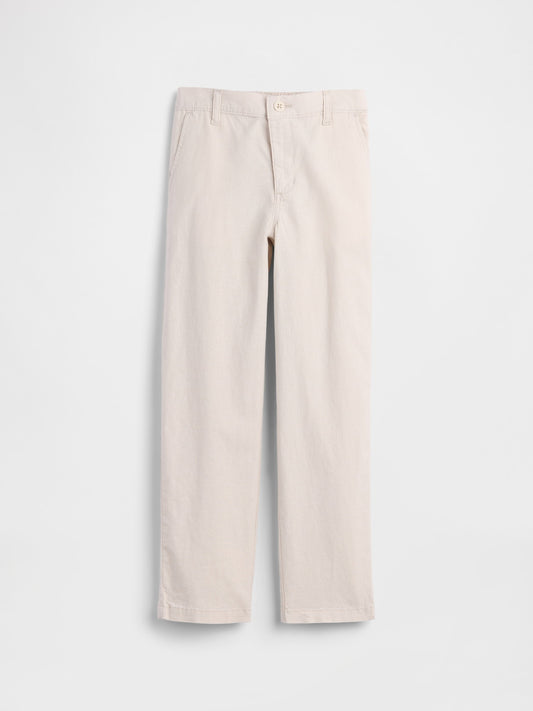 Ekru Relaxed Keten Karışımlı Pantolon