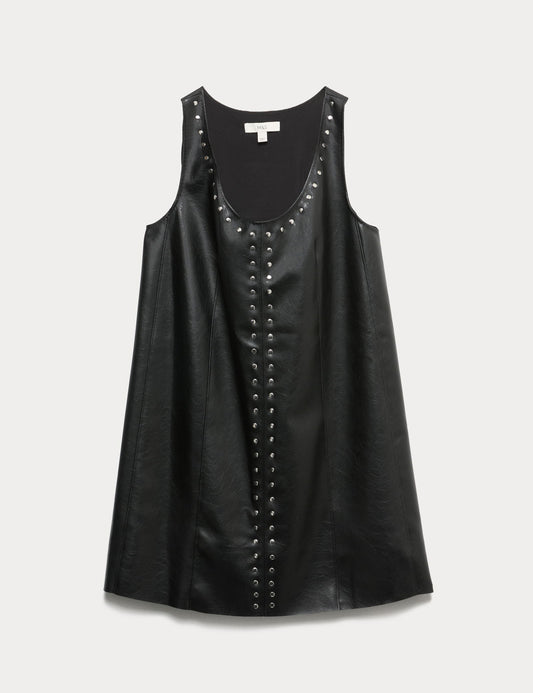 Suni Deri Mini Shift Elbise