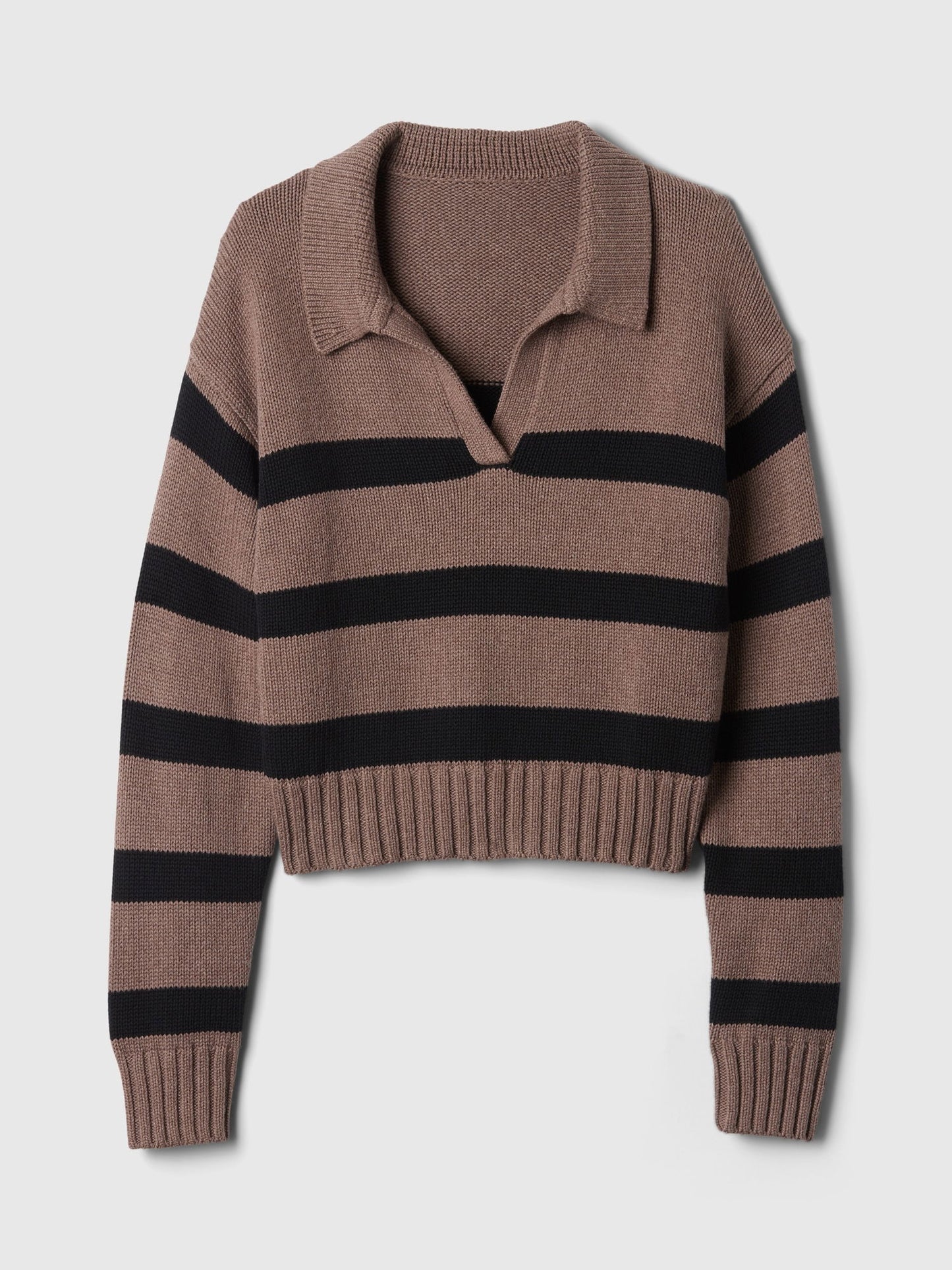 Kahverengi Polo Yaka Crop Kazak