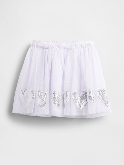 Lila Tulle & Sequin Heart Etek