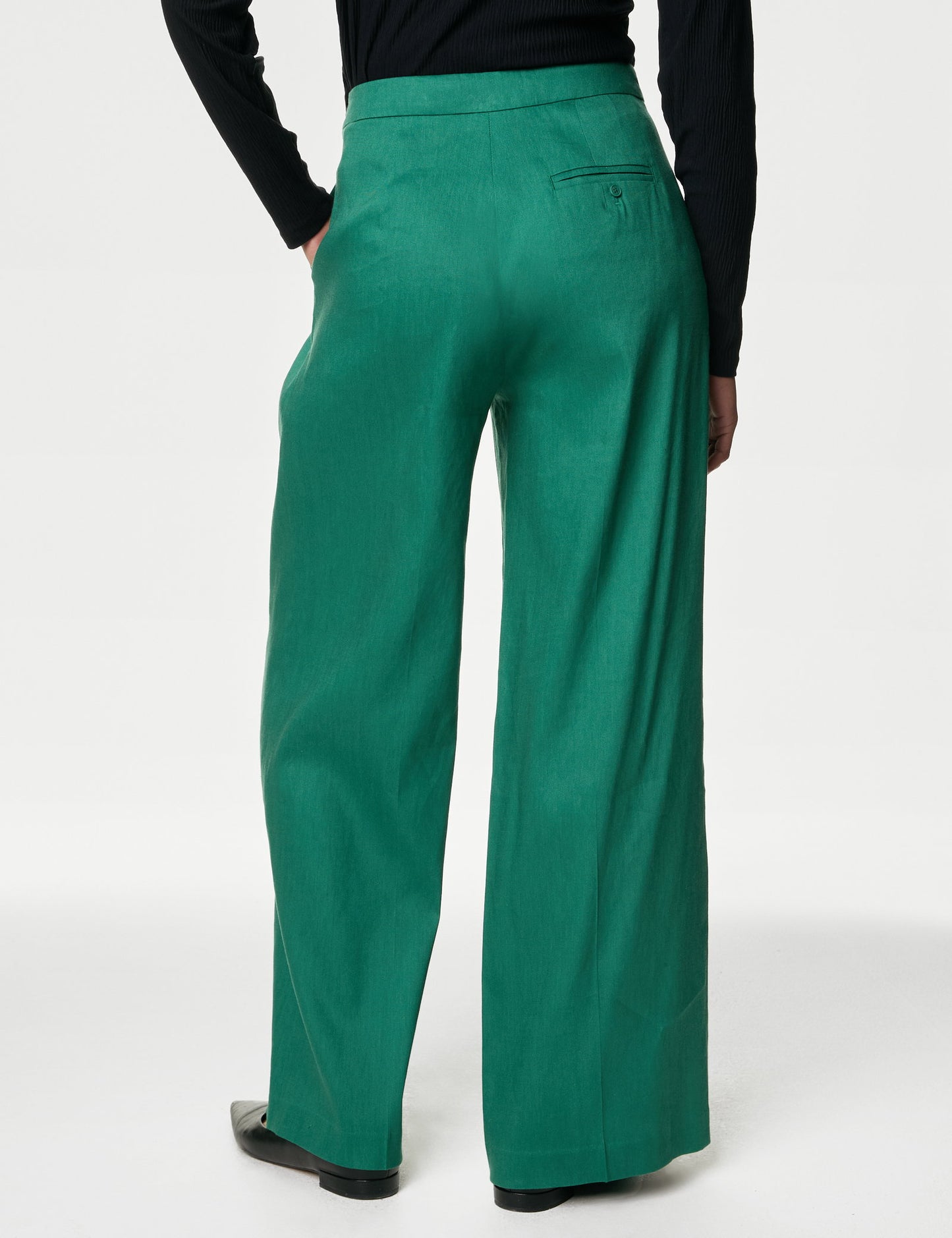 Yüksek Bel Wide Leg Keten Pantolon